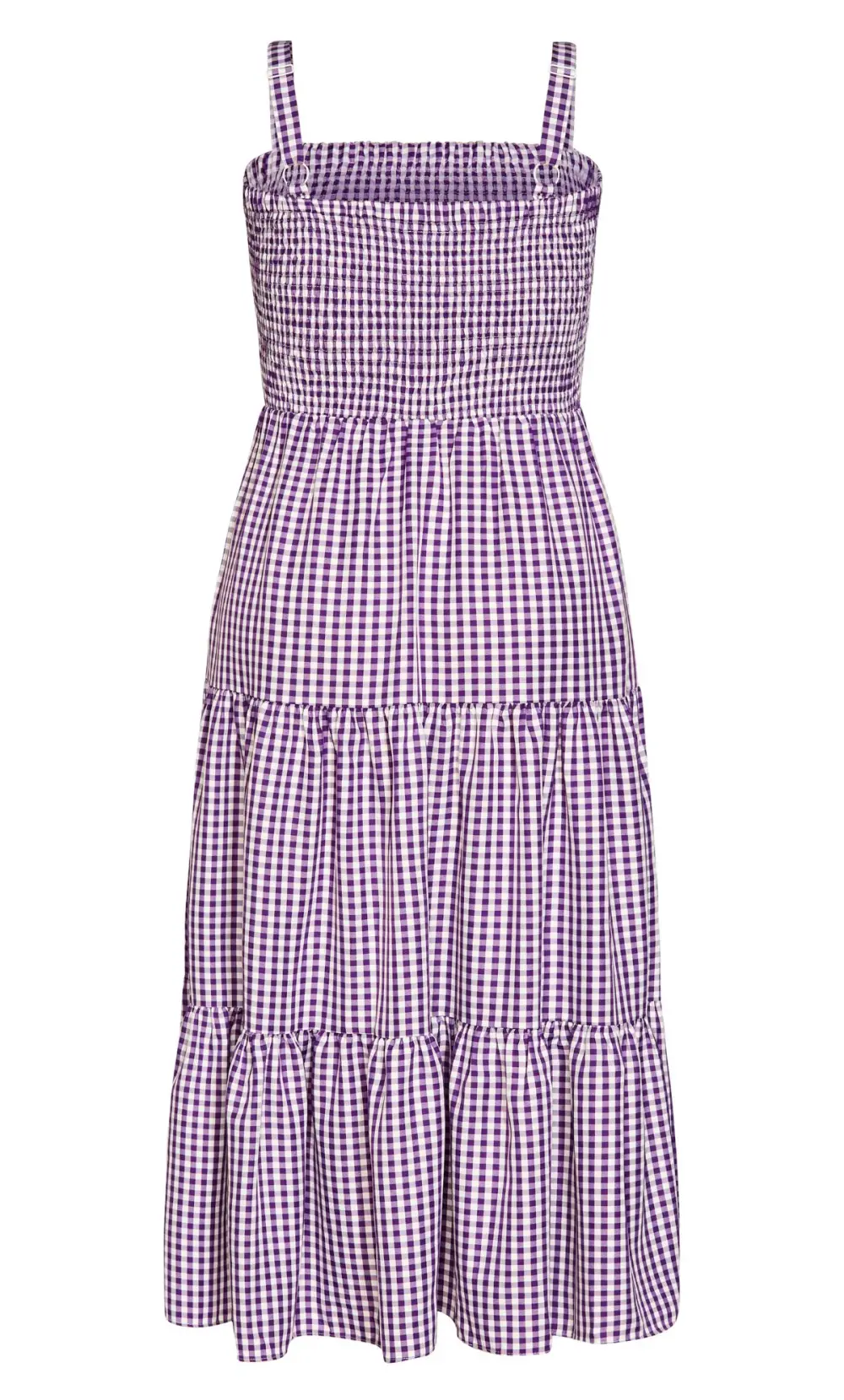 Evans Purple Gingham Shirred Maxi Dress