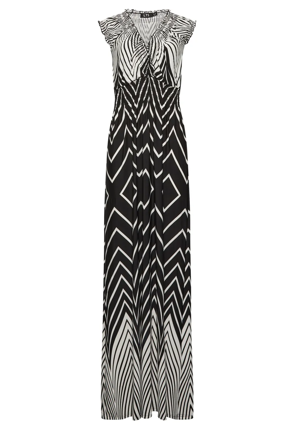 LTS Tall Black Chevron Maxi Dress