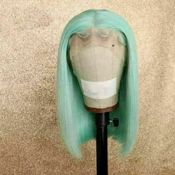 Sterly Mint Green Bob Wig Colored Straight 13x4 Frontal Human Hair Lace Wigs