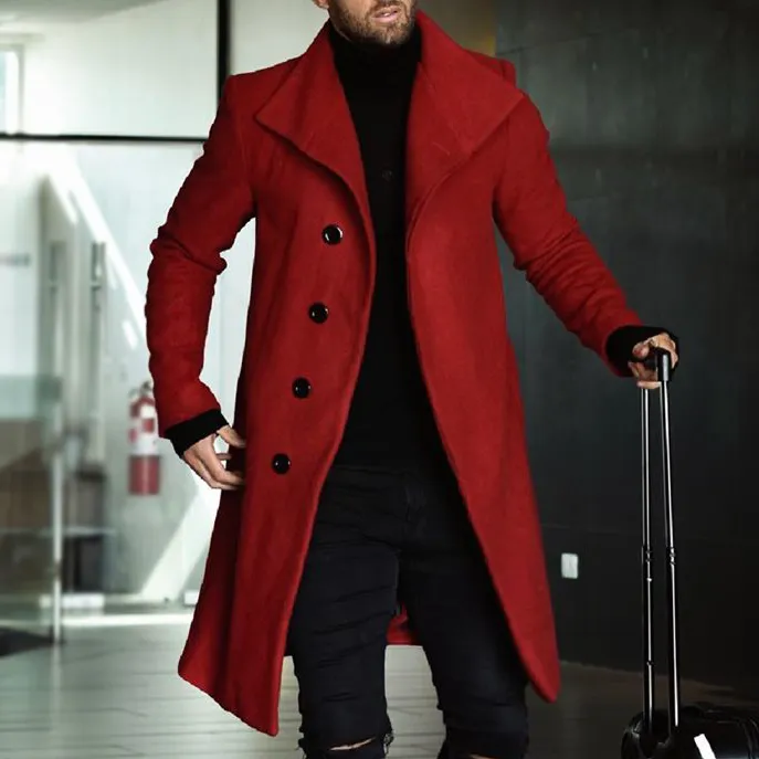 Casual Lapel Pure Color Single Breasted Overcoat