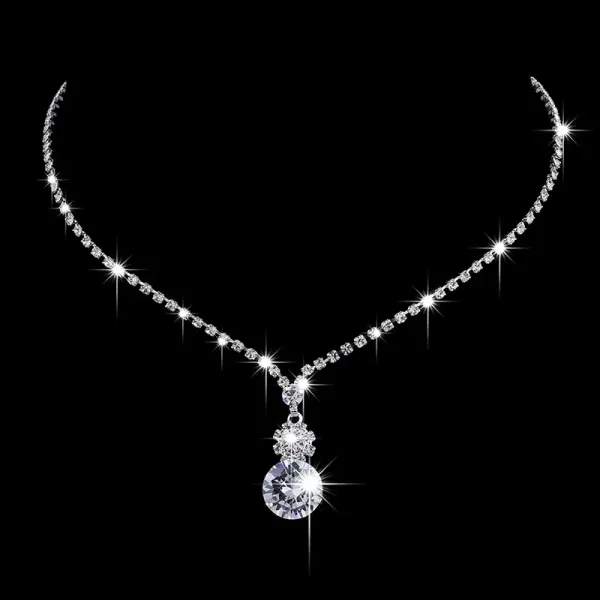 Full Diamond Sunflower Shiny Zircon Necklace and Earrings Set