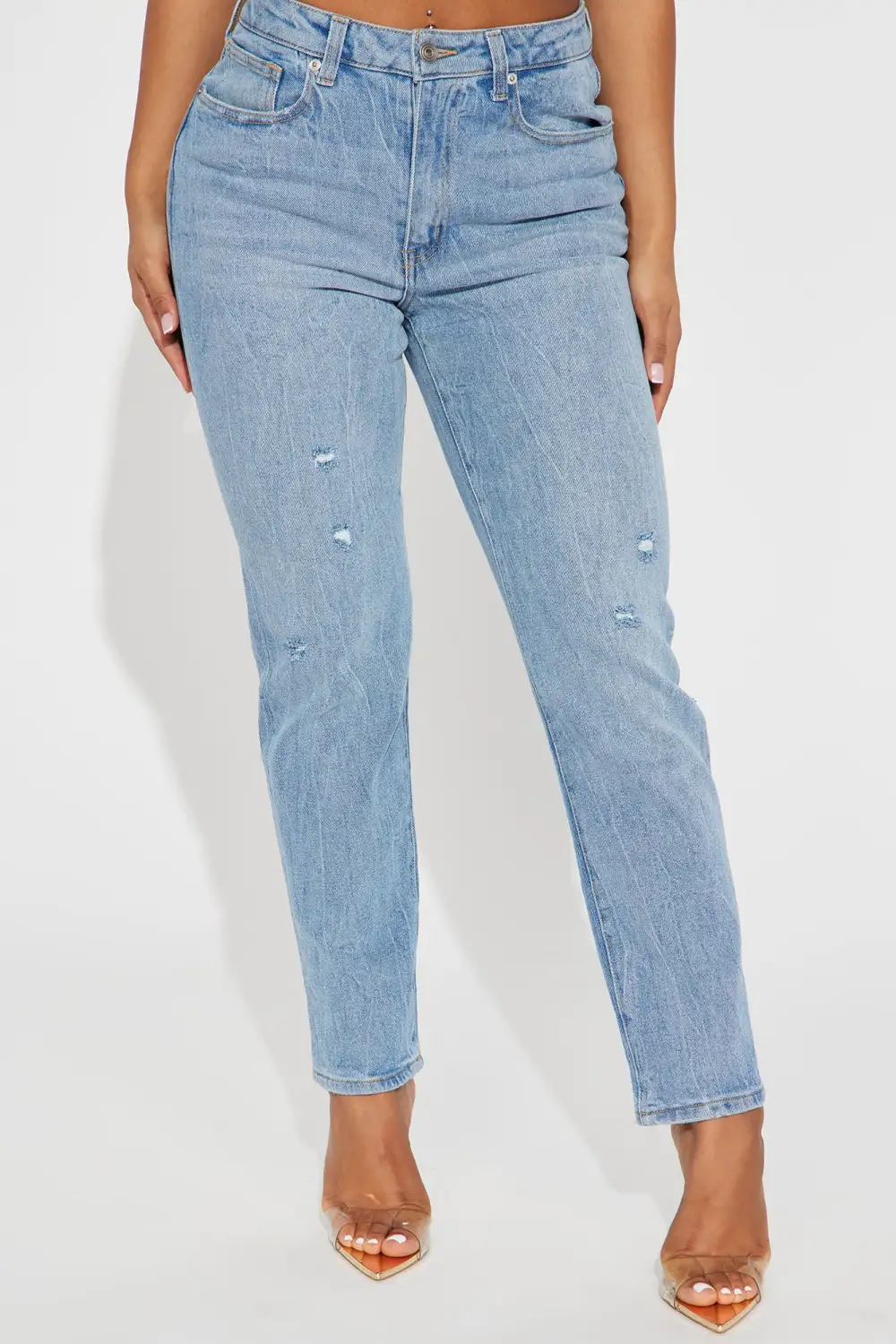 About That Time Distressed Mom Jean - Light Wash