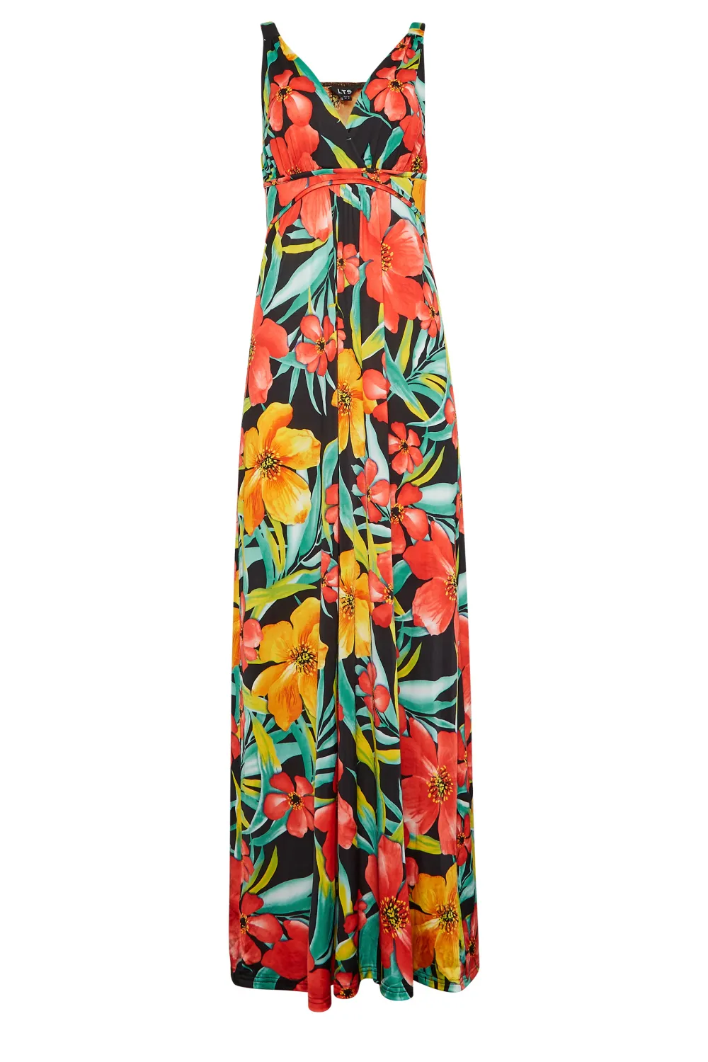 LTS Tall Black Floral Print V-Neck Sleeveless Maxi Dress