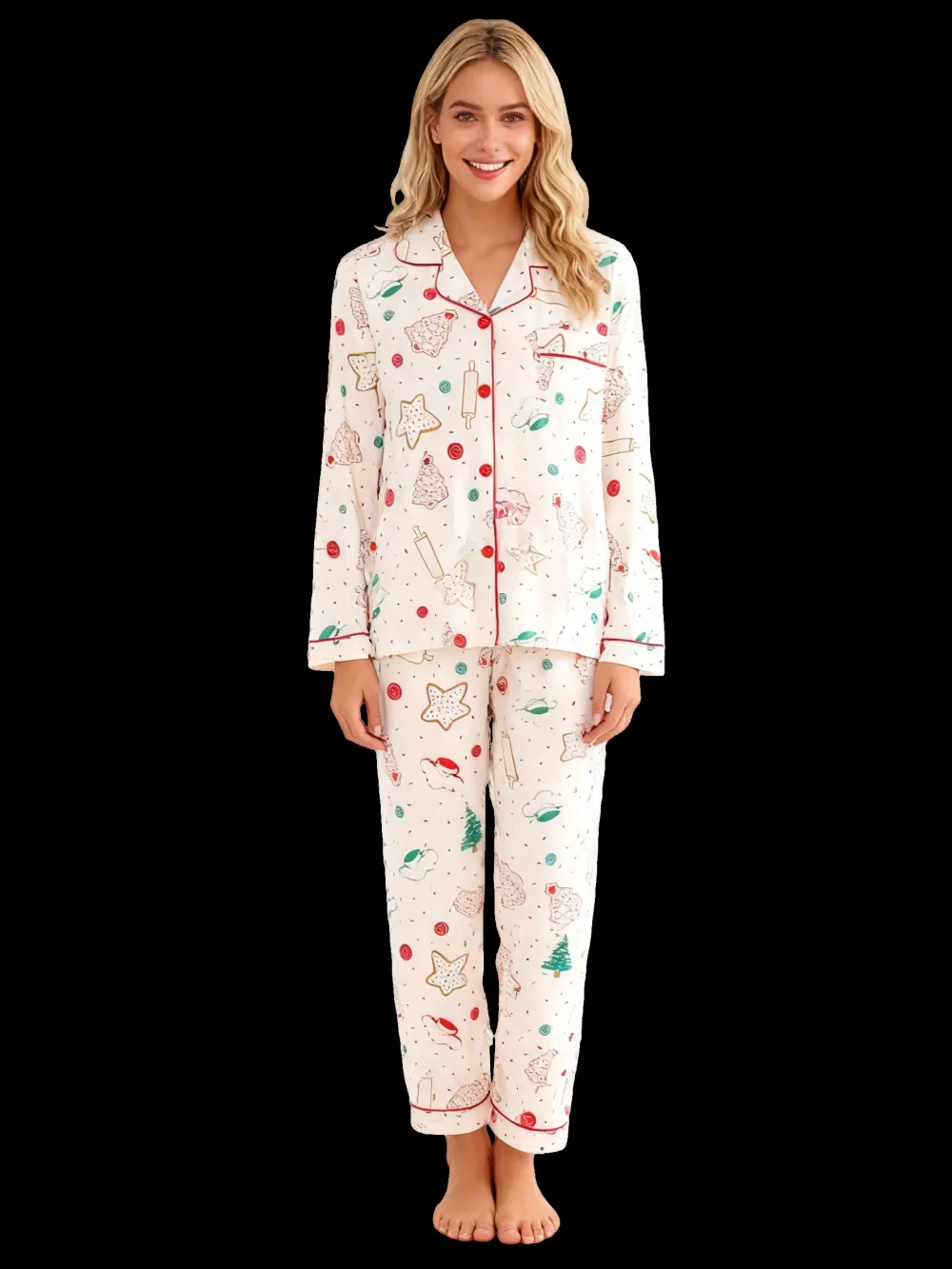 Autumn/Winter Christmas Two-Piece Pajama Set with Long Pants and Long Sleeves