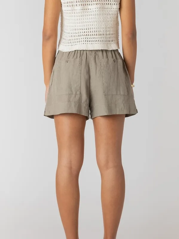 Mid-Rise Linen Blend Shorts