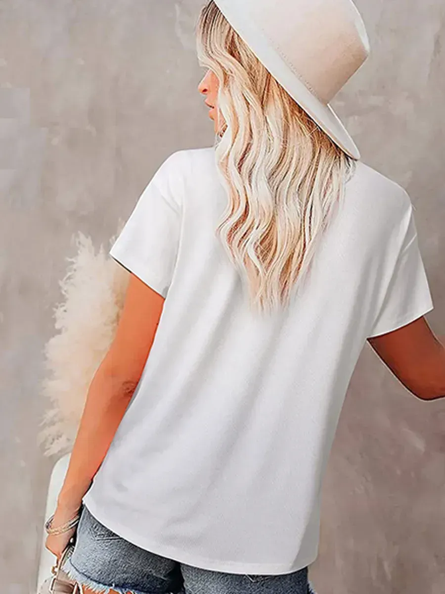 Loose Casual Solid Color Short-sleeved T-shirt