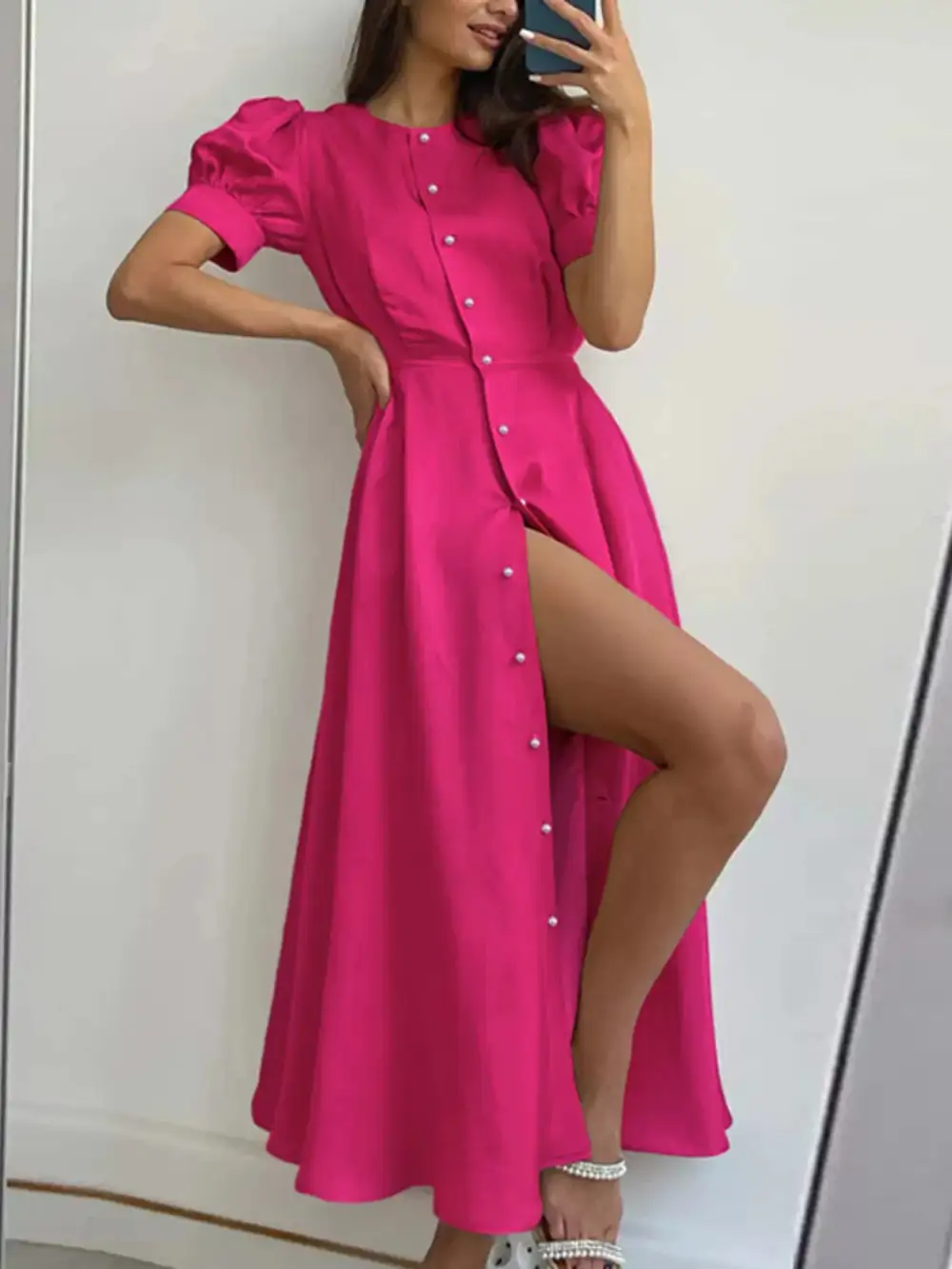 Button Front A-Line Dress