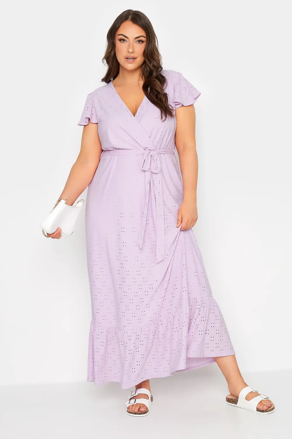 YOURS Curve Lilac Purple Broderie Anglaise Maxi Dress