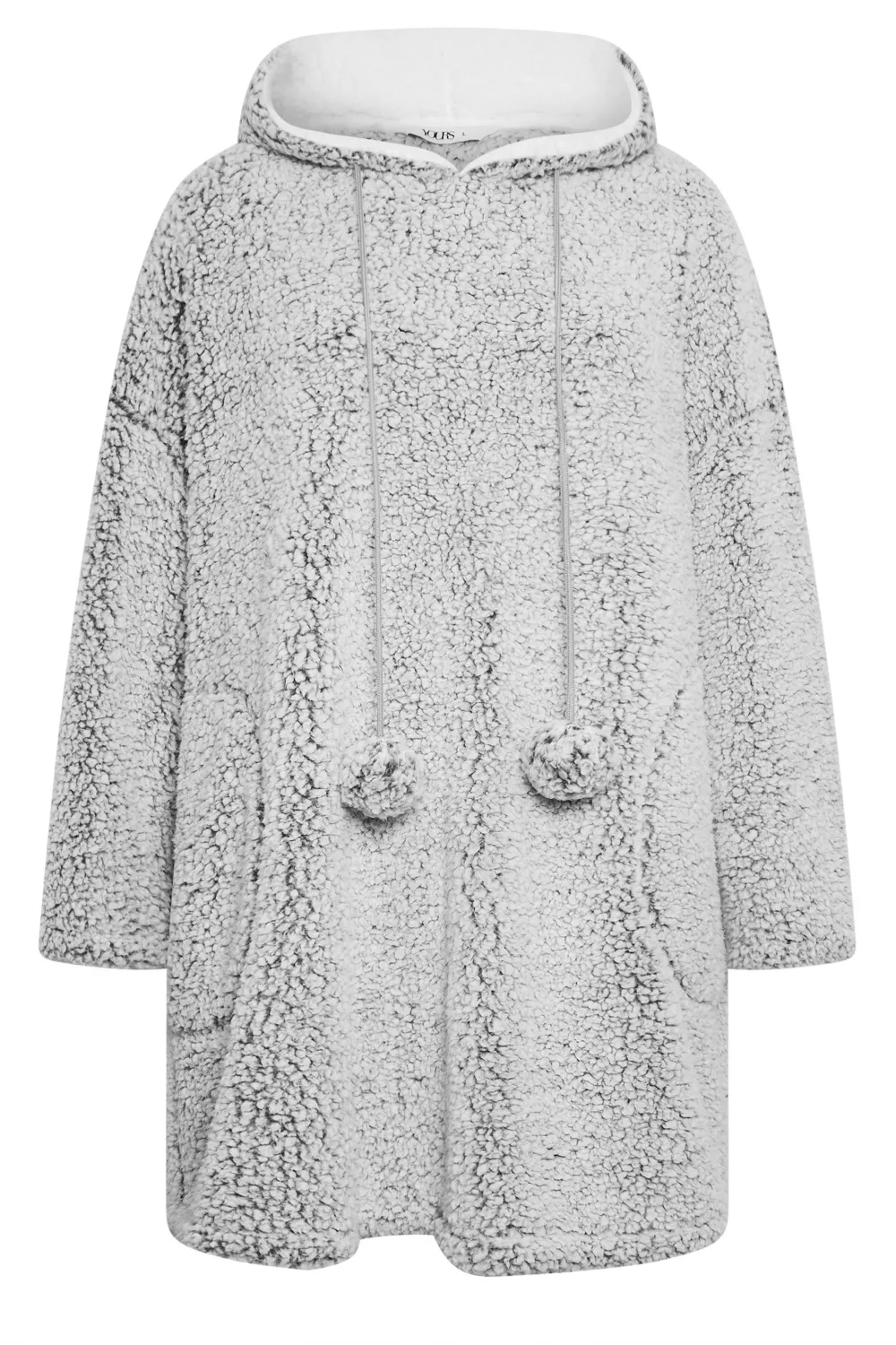 YOURS Curve Light Blue Teddy Drawstring Snuggle Hoodie