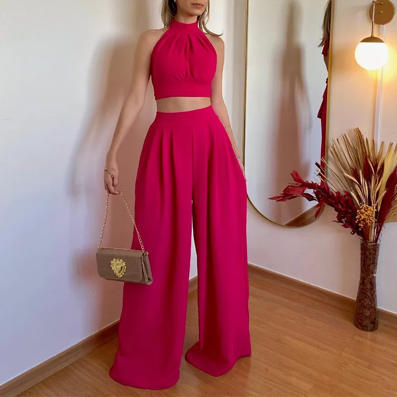 Women’s Polyester Patchwork Two-Piece Set
