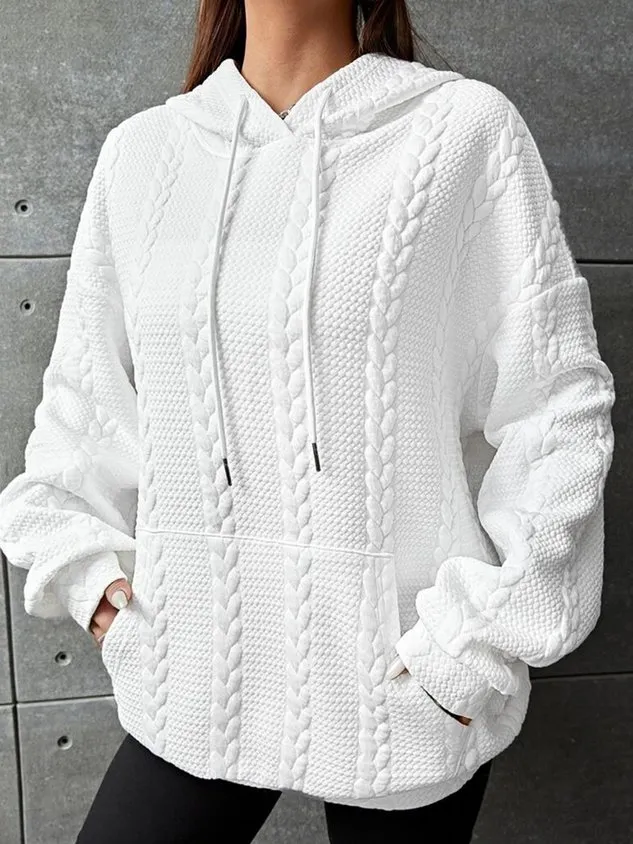 Casual Loose Plain Hoodie Long sleeve Sweatshirt