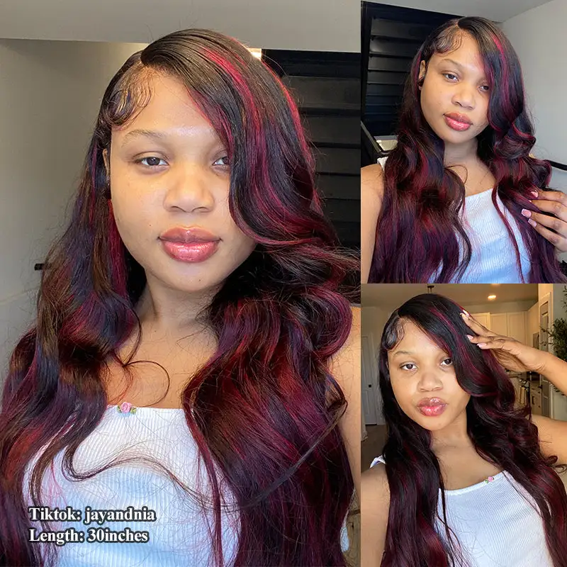Flash Sale | P1B/99J Highlight 13x6 Body Wave Wig 16-34 Inches Transparent Lace Front Human Hair Wigs