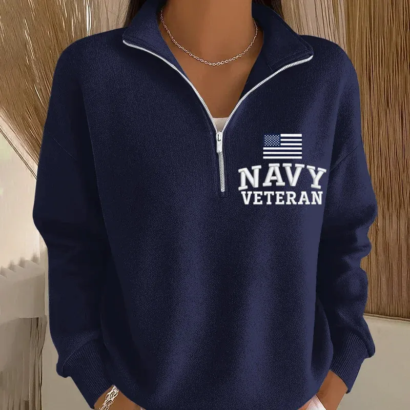 Women's Veteran Print Casual Sweatshirt