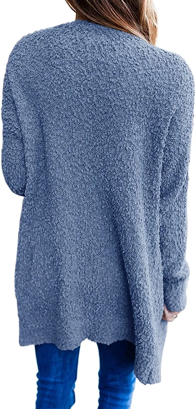 Women's Long Sleeve Soft Chunky Knit Sweater Open Front Cardigans Outwear Coat