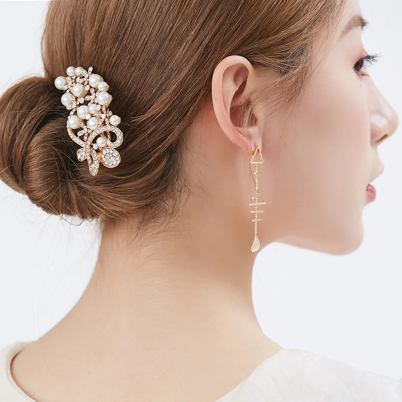 Alloy hair accessories ball head comb bow pearl hair comb