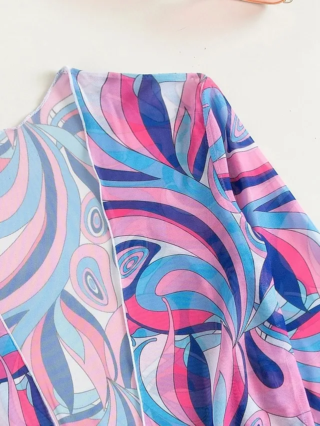 Women's Swimwear Bikini Normal Swimsuit 3-Piece Printing Graphic Black Yellow Blue Purple Orange Bathing Suits Sports Beach Wear Push Up