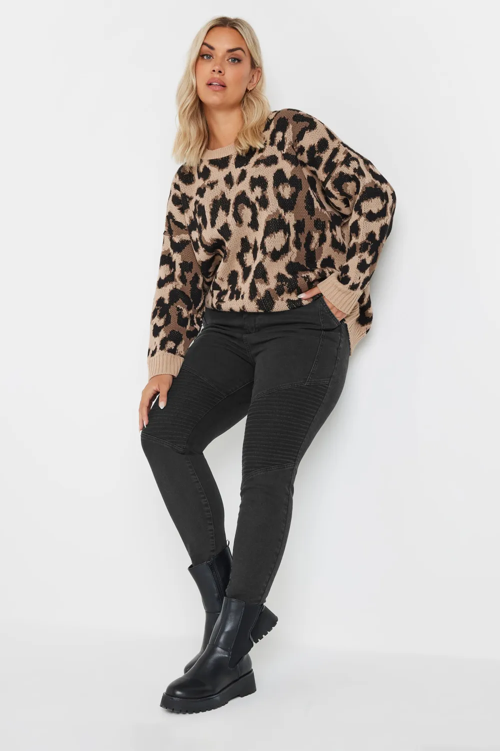 YOURS Curve Indigo Blue Skinny AVA Biker Jeans