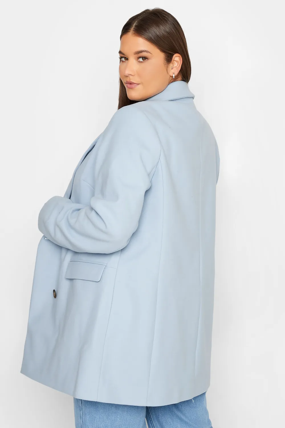 LTS Tall Light Blue Double Breasted Brushed Jacket