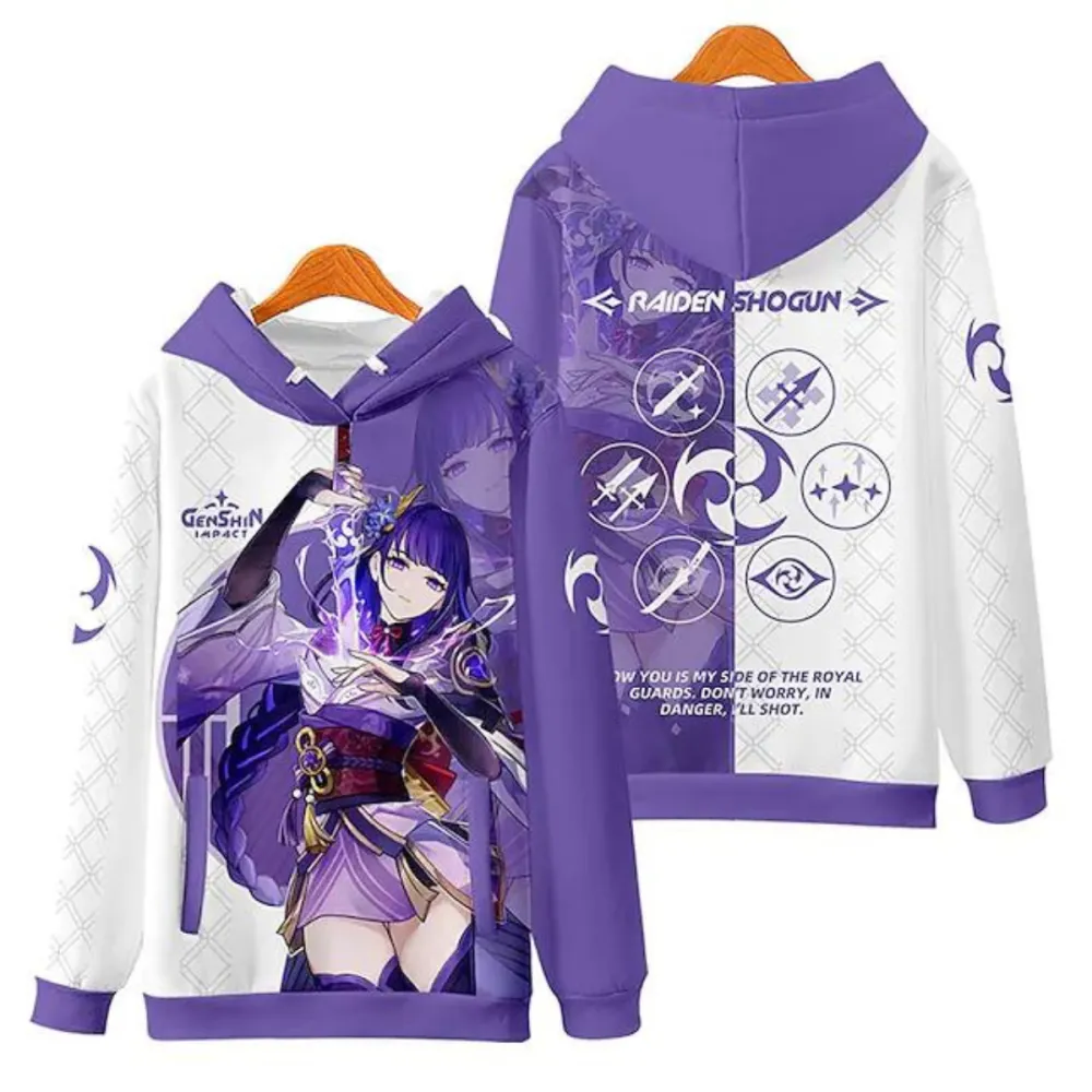 Inspired By Genshin Impact Raiden Shogun Anime Hoodie