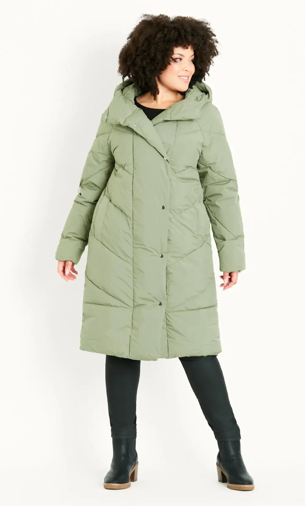 Evans Green Funnel Midaxi Coat