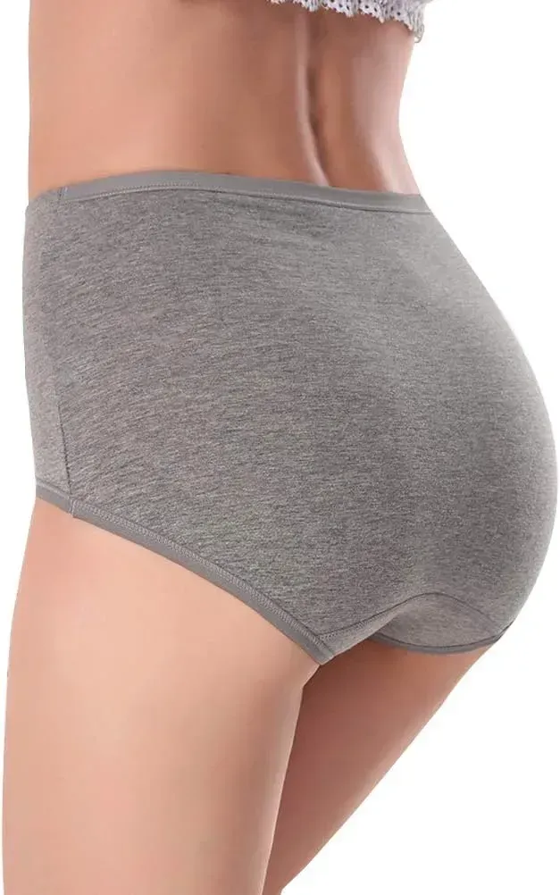 Womens Underwear,Cotton Mid Waist No Muffin Top Full Coverage Brief Ladies Panties Lingerie Undergarments for Women Multipack