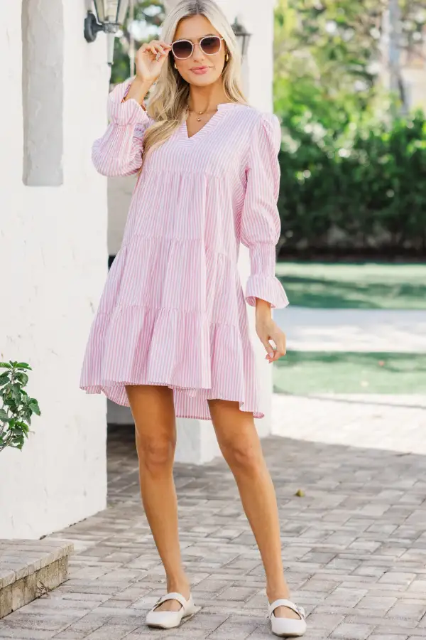 In Your Happy Place Striped Pink Striped Dress