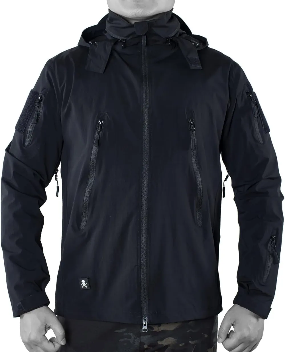 Mens Tactical Soft Shell Full Zip Jacket Lightweight Black Army Combat Coat Special Ops Airsoft Gear