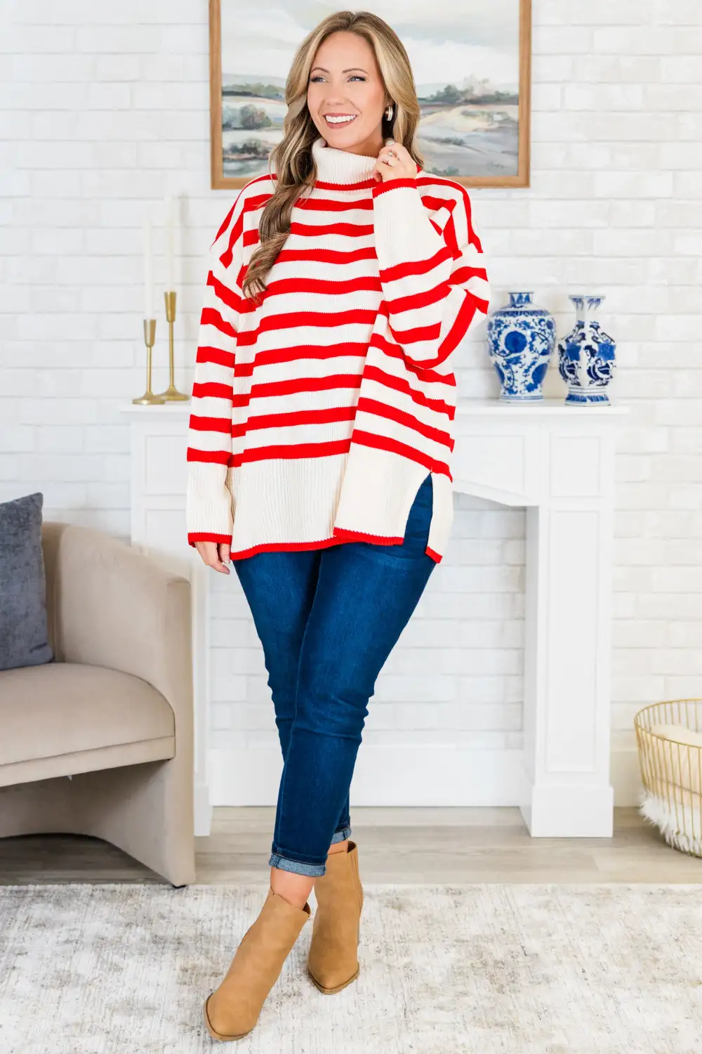 Striped Moments Sweater, Red