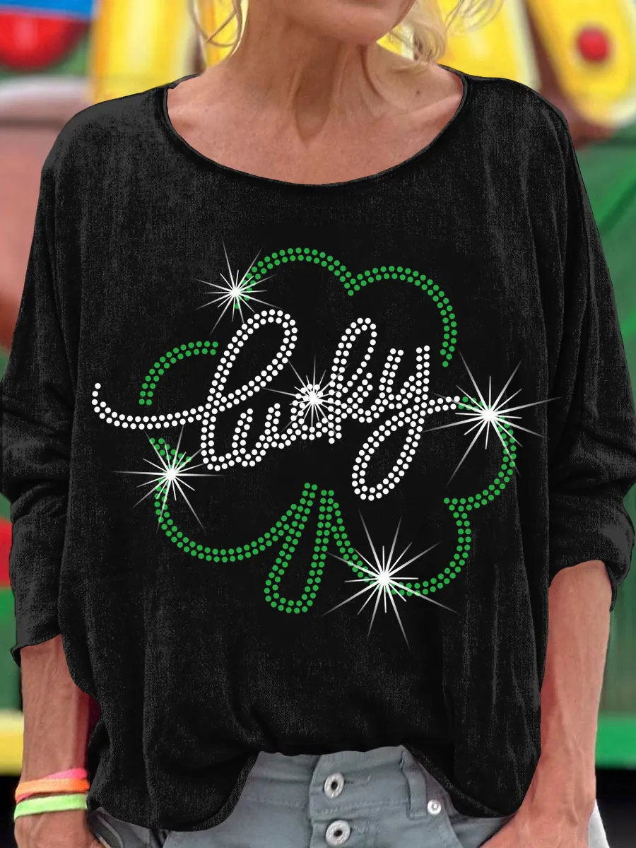 St Patrick's Day Shamrock Art Long Sleeve Top