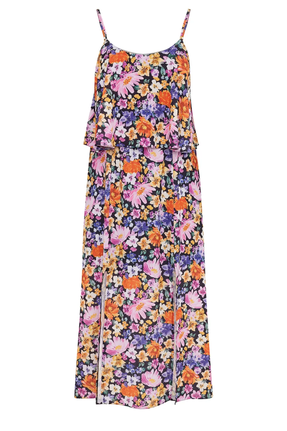 YOURS LONDON Curve Black Floral Print Overlay Maxi Dress