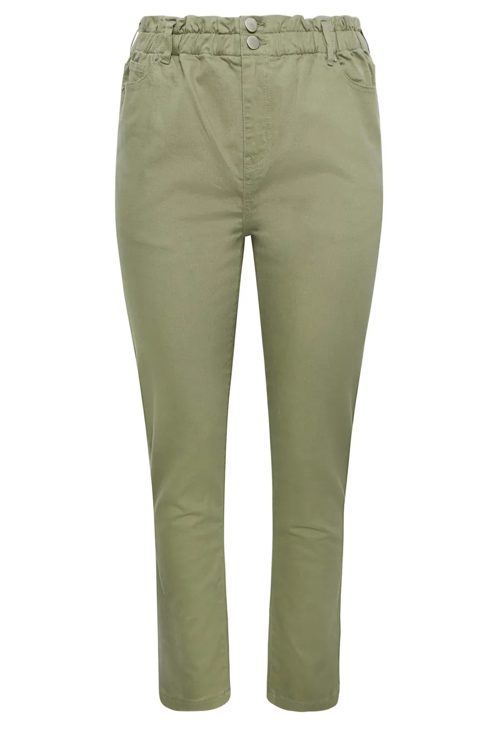 YOURS Curve Khaki Green Stretch Elasticated Waist MOM Jeans