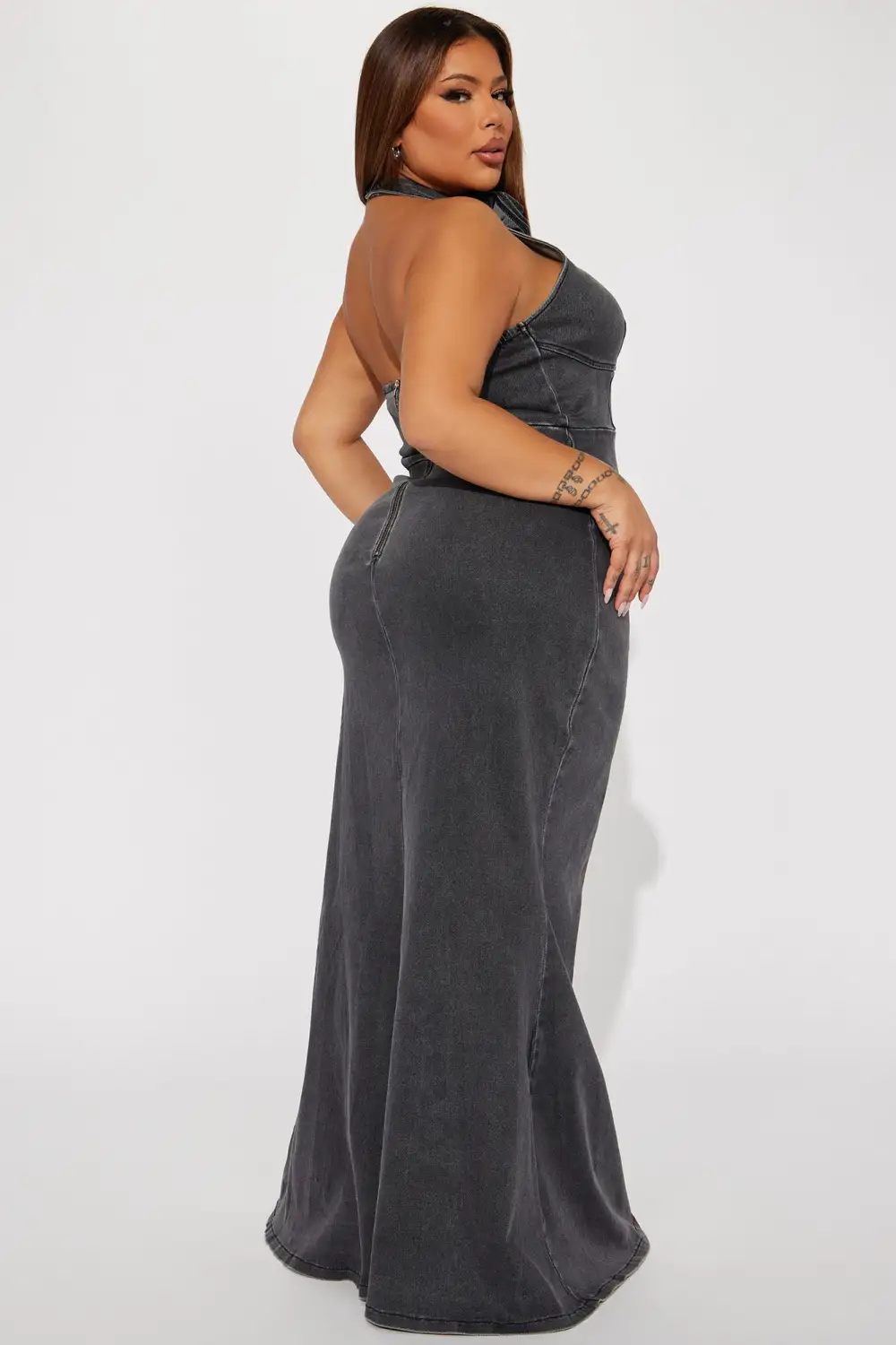 Eliana Knit Denim Maxi Dress - Black Wash
