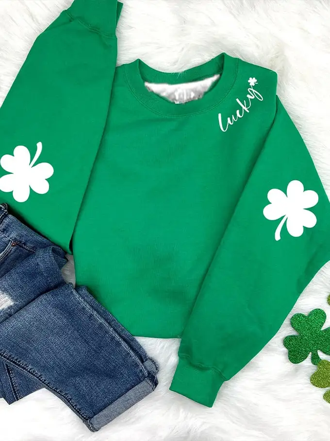 Women's St. Patrick's Lucky Clover Printed Sweatshirt