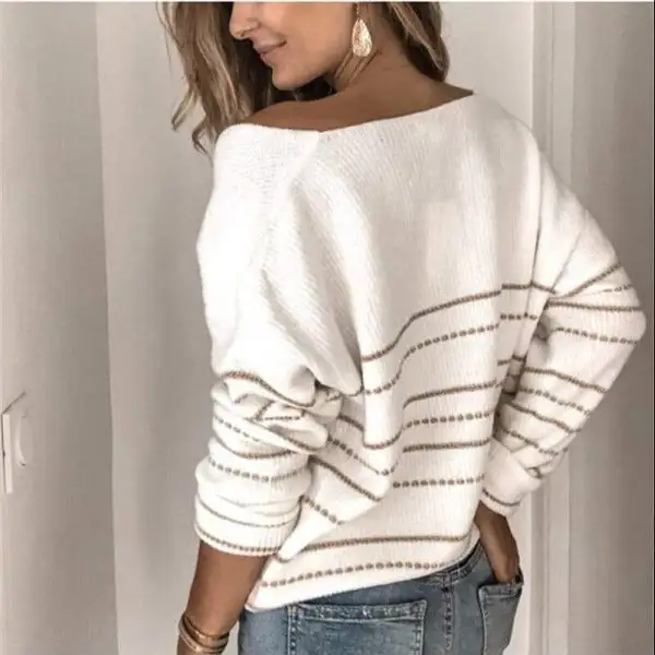 Striped Knit Pullover Sweater