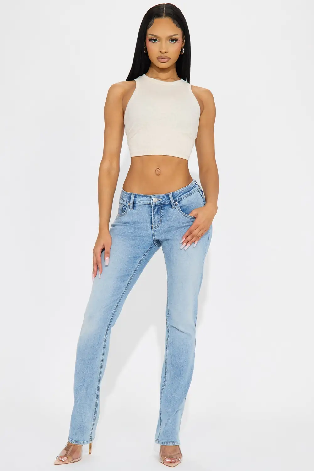 Lowest Of The Low Stretch Slim Straight Leg Jeans - Light Wash