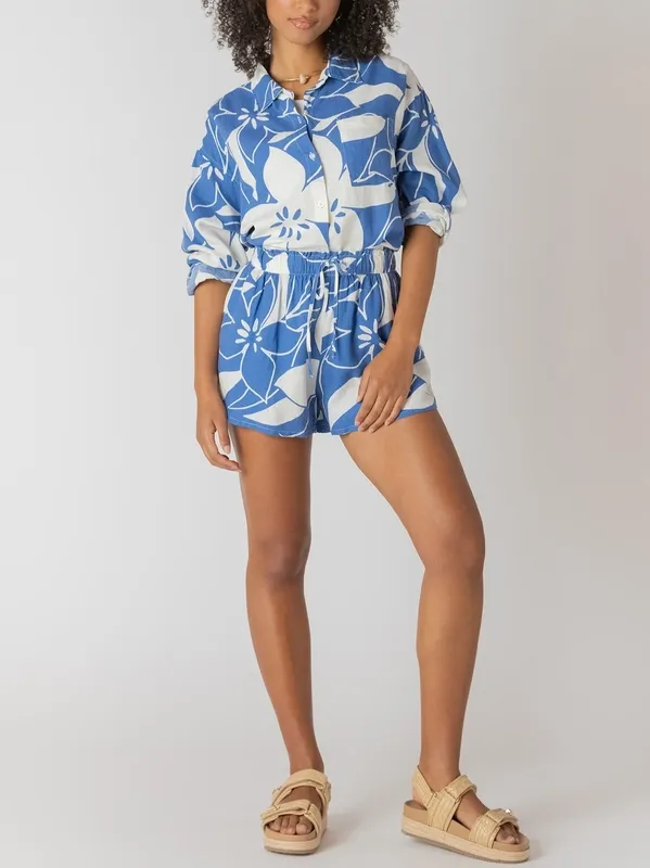 Button Front Linen Shirt Top
