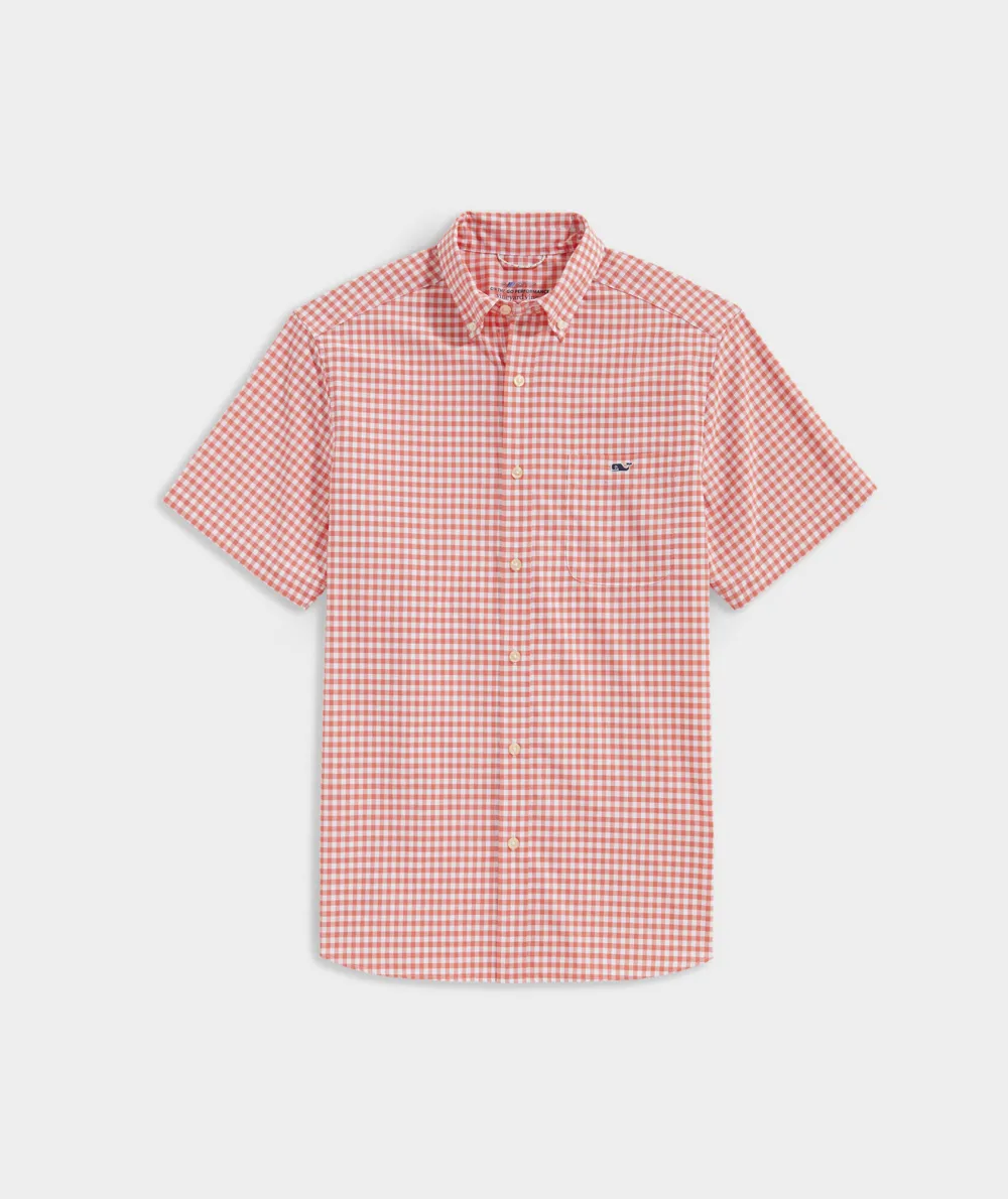 On-The-Go Nylon Short-Sleeve Gingham Shirt