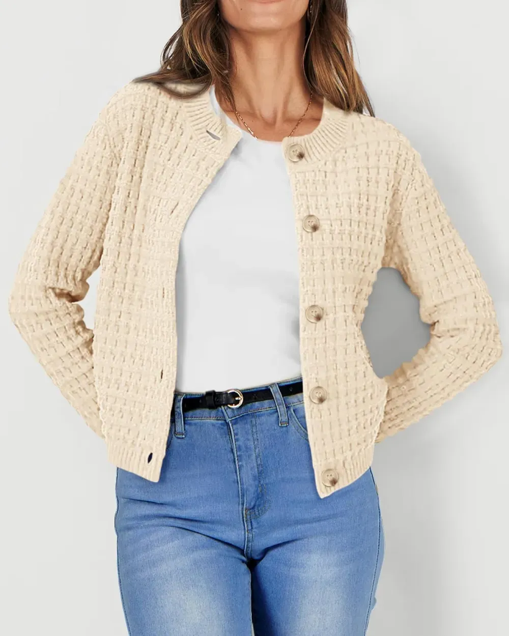 Women's Knit Cardigan Sweaters Casual Long Sleeve Open Front Button Down Trendy Jackets Outerwear