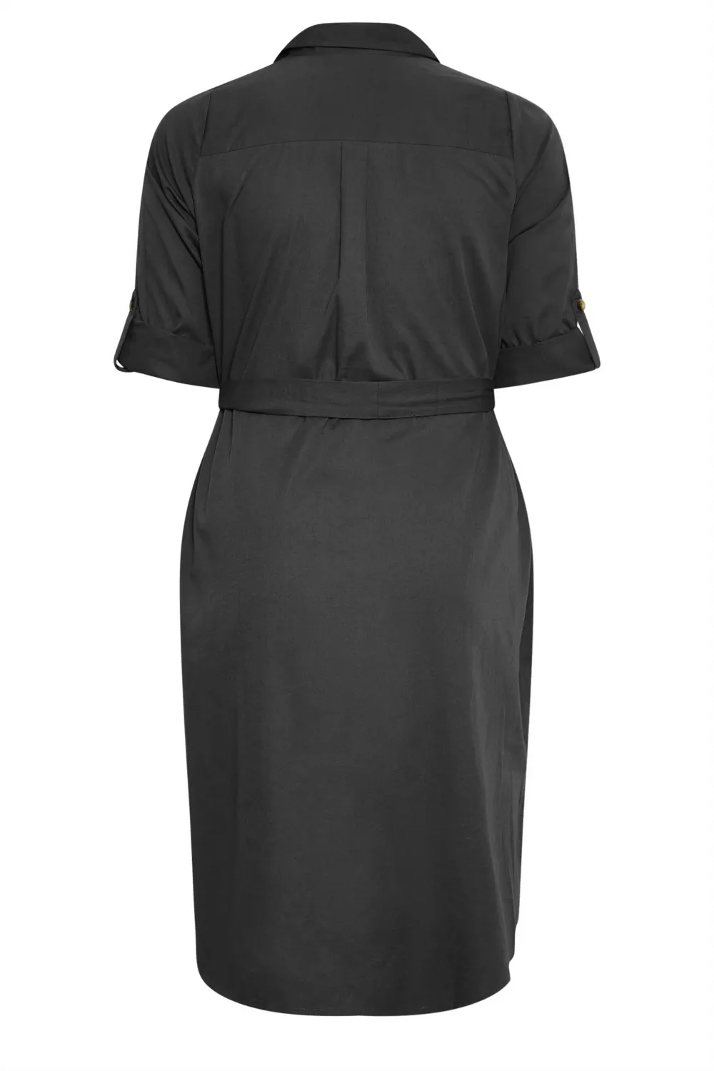 YOURS Curve Black Utility Short Sleeve Shirt Dress