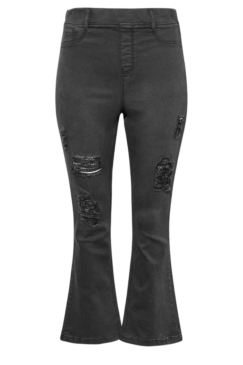 YOURS Curve Dark Blue Stretch Ripped HANNAH Bootcut Jeggings