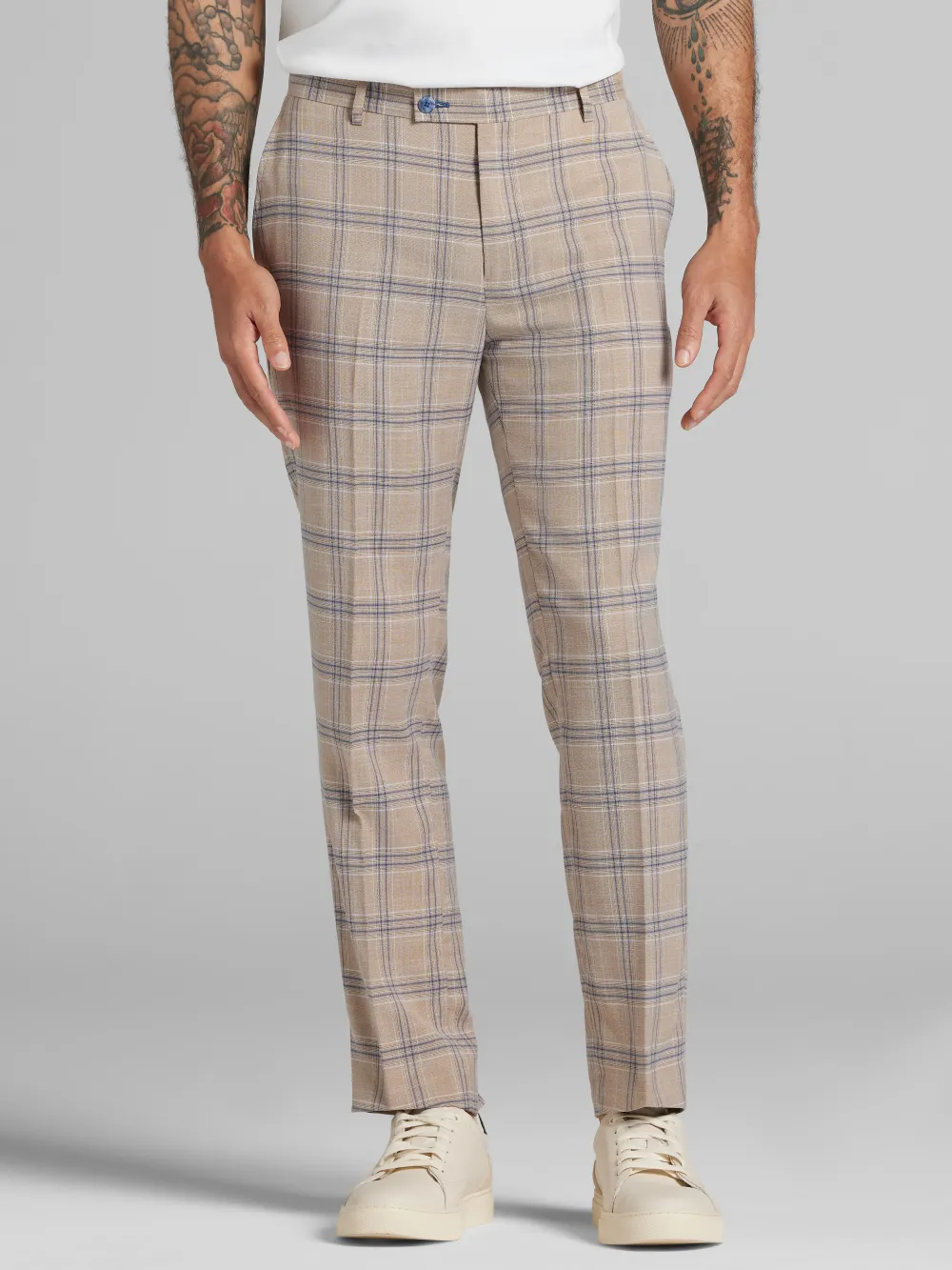 Paisley &Amp; Gray Slim Fit Windowpane Suit Pants