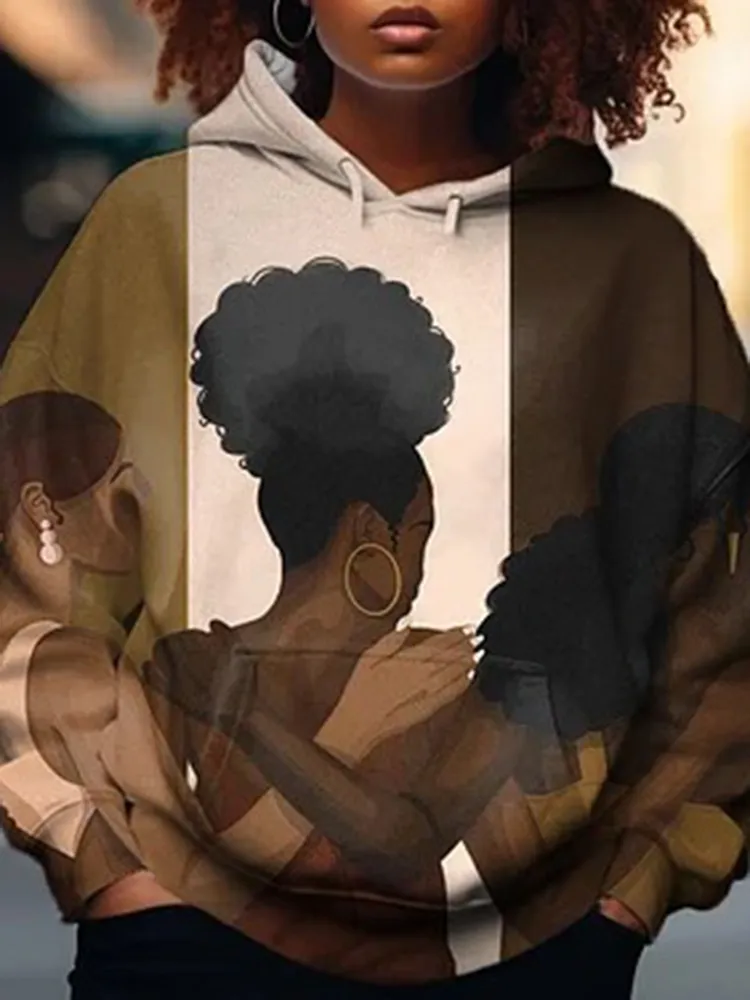 Black Girls Shoulder To Shoulder Printed Women'S Hoodies