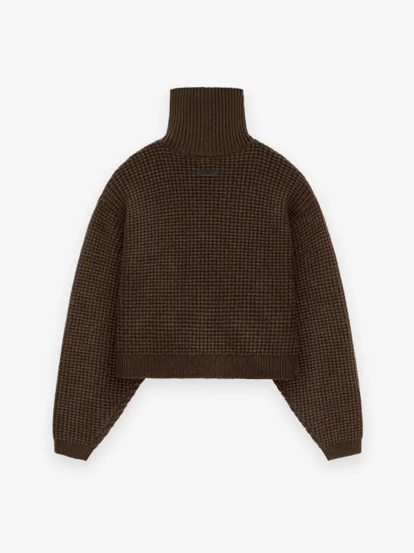 Women'S Heavy Waffle Cropped Turtleneck