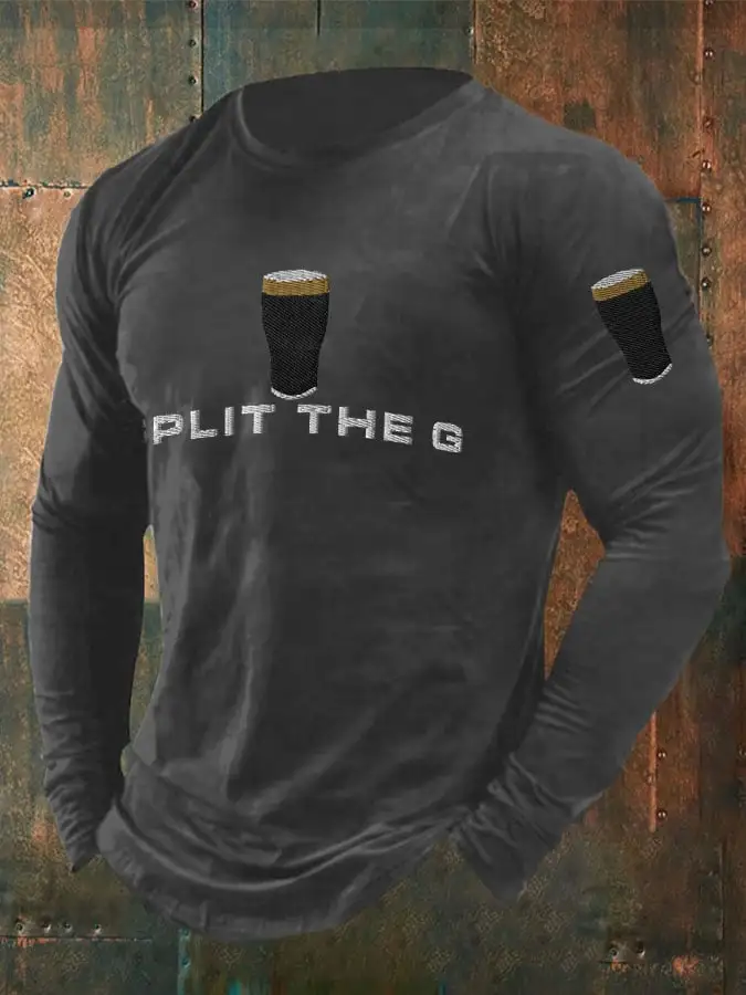 Men's Retro St Patrick's Day Split The G Guinness Beer Print T-Shirt