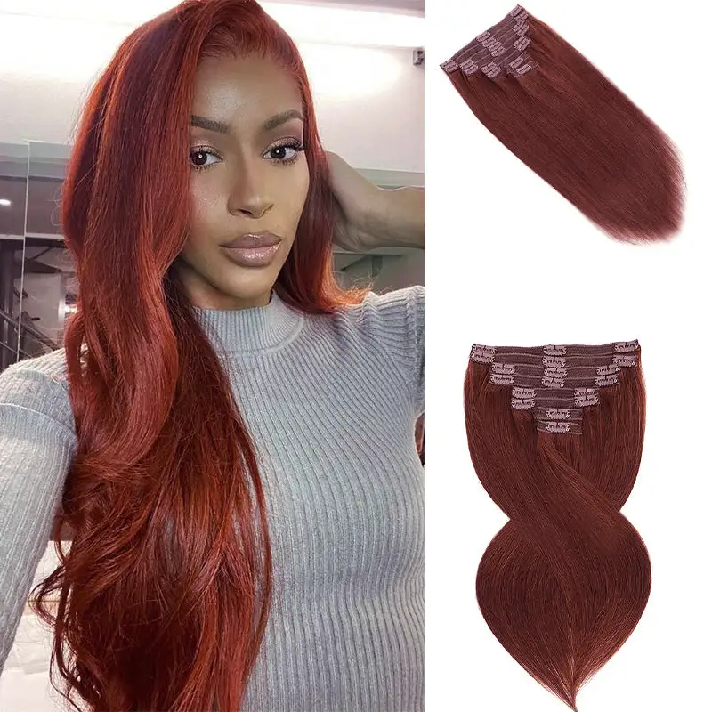 Straight Clip In Hair Extensions For Black Women Remy Human Hair 8pcs With 18 Clips