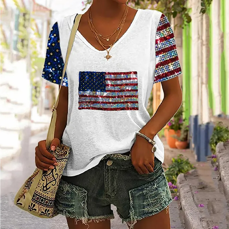Women's Independence Day Printed Casual T-shirt