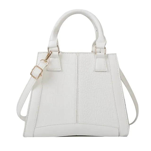 Women's Handbag Shoulder Bag PU Leather Daily Durable Black White Peach