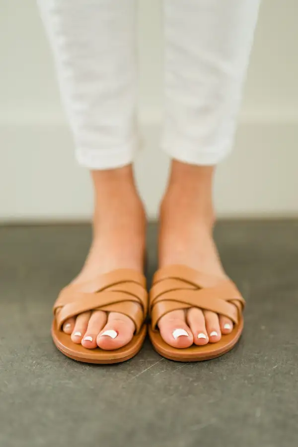 Vacation Is Calling Tan Brown Braided Sandals