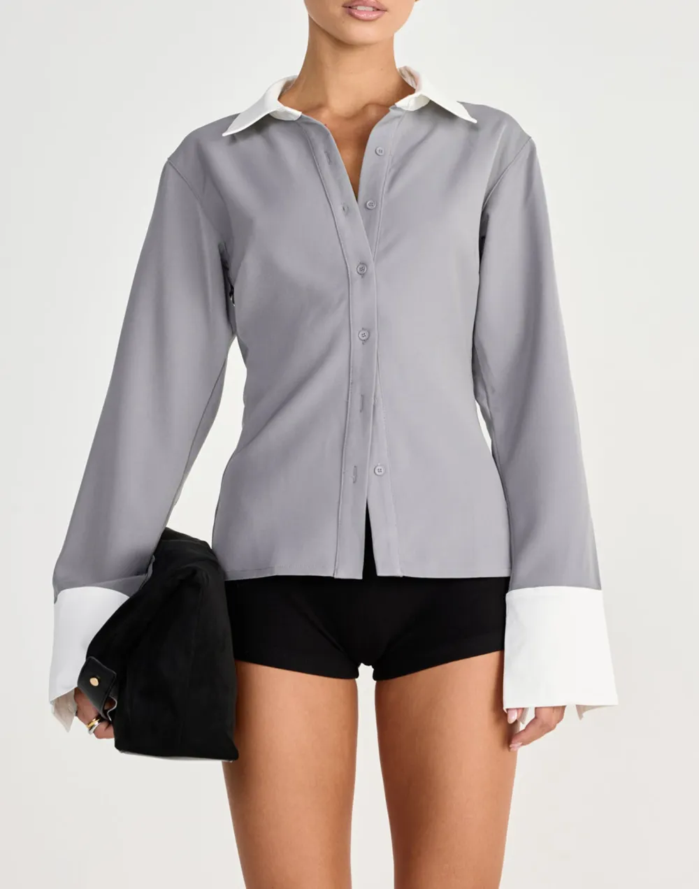 Slim Fit Button Down Women's Cropped Shirt