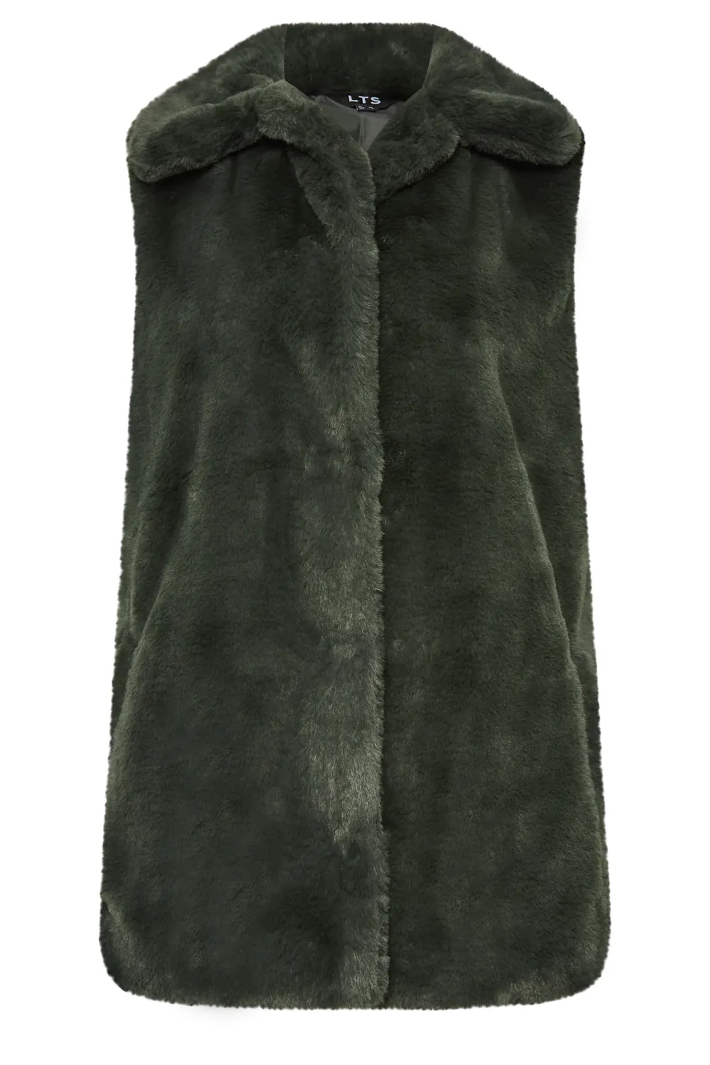 LTS Tall Dark Green Faux Fur Gilet